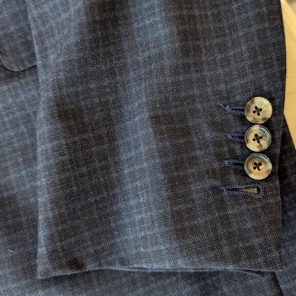 NWOT Isaia Napoli Blue Black Check 3-Piece Suit Vest Notch Lapel EU52R US42R - Picture 5 of 15